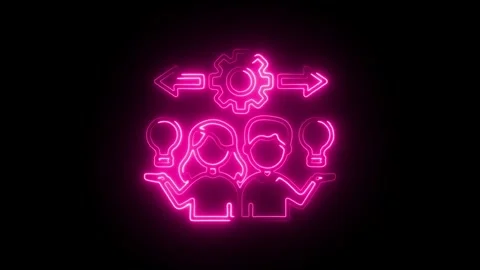 Glowing neon think different icon isolated on black background. HD Video mo.. Stock Footage 314640727