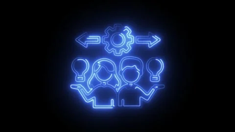 Glowing neon think different icon isolated on black background. HD Video mo.. Stock Footage 314640730