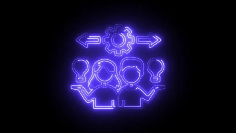 Glowing neon think different icon isolated on black background. HD Video mo.. Stock Footage 314640734