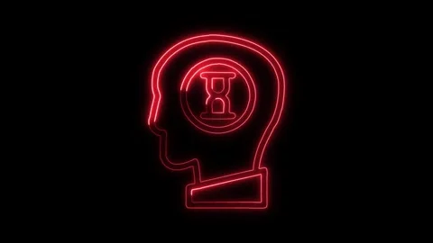 Glowing neon Thinking icon isolated on black background. HD Video motion gr.. Stock Footage 316161002