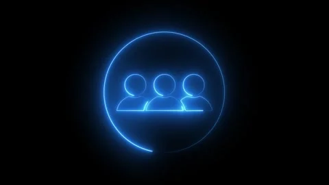 Glowing neon three man icon animation isolated on black background Video stock 322015191