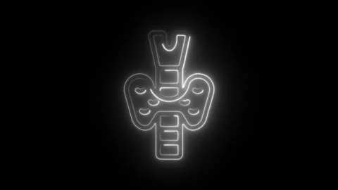 Glowing neon thyroid icon isolated on black background. HD Video motion gra.. Video stock 304125124
