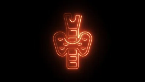 Glowing neon thyroid icon isolated on black background. HD Video motion gra.. Stock Footage 304125125