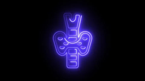 Glowing neon thyroid icon isolated on black background. HD Video motion gra.. Stock Footage 304125208