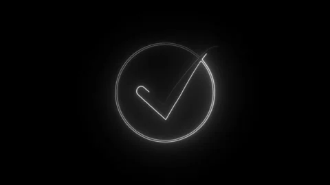 Glowing neon Tick Mark Check Mark Animation Flat And Modern Style Alpha Cha.. Stock Footage 309383325