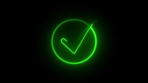 Glowing neon Tick Mark Check Mark Animation Flat And Modern Style Alpha Cha.. Stock Footage 309383326