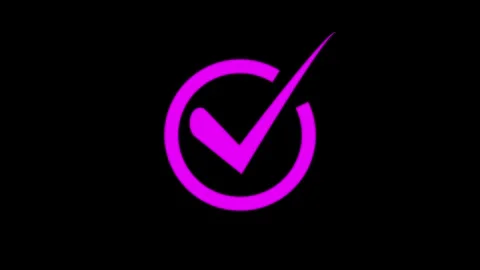 Glowing neon tick mark in circle on black background. Check mark animation,.. Stock Footage 307291722