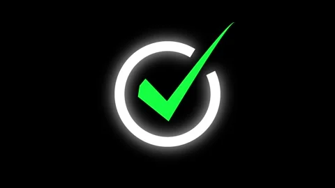 Glowing neon tick mark in circle on black background. Check mark animation,.. Stock Footage 307291735