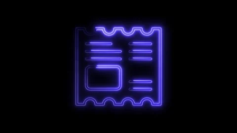 Glowing neon ticket animation isolated on black background for futuristic o.. Stock Footage 314542035