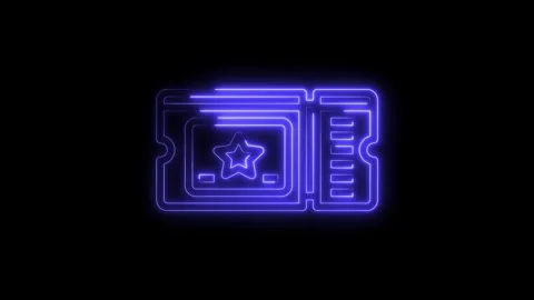 Glowing neon ticket animation with star shape isolated on black background Stock Footage 322992319