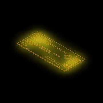 Glowing neon ticket isometric projection on dark background Stock Illustration