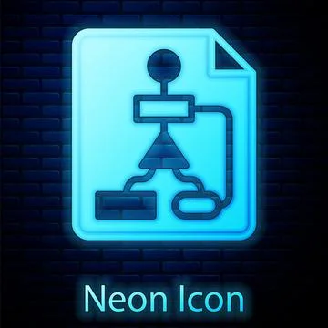 Glowing neon Tile flowchart for program design or process management plan icon Stock Illustration