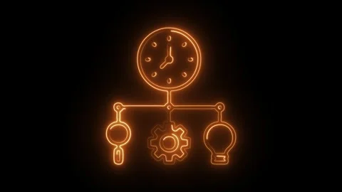 Glowing neon time allocation icon isolated on black background. HD Video mo.. Stock Footage 304537930
