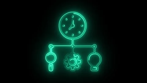 Glowing neon time allocation icon isolated on black background. HD Video mo.. Stock Footage 304537932