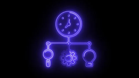Glowing neon time allocation icon isolated on black background. HD Video mo.. Stock Footage 304538053