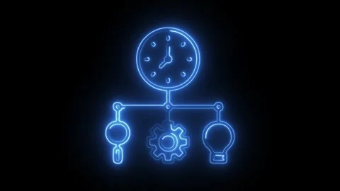 Glowing neon time allocation icon isolated on black background. HD Video mo.. Stock Footage 304538054