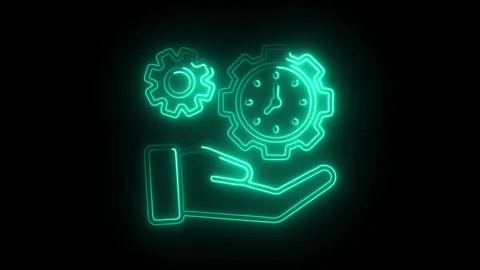 Glowing neon time efficiency icon isolated on black background. HD Video mo.. Stock Footage 304538049