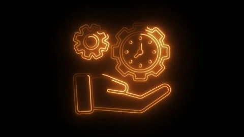 Glowing neon time efficiency icon isolated on black background. HD Video mo.. Stock Footage 304538068