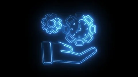Glowing neon time efficiency icon isolated on black background. HD Video mo.. Stock Footage 304538136