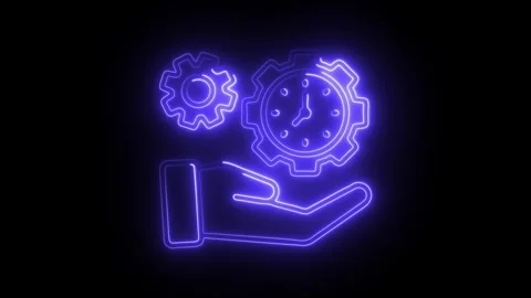 Glowing neon time efficiency icon isolated on black background. HD Video mo.. Stock Footage 304538183