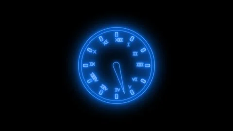 Glowing neon Time Management with Analog Countdown Timer Stock Footage 337017756