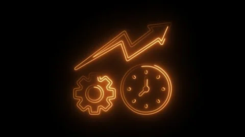Glowing neon time optimization icon isolated on black background. HD Video .. Stock Footage 304538288
