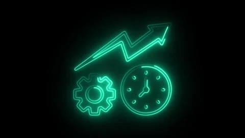 Glowing neon time optimization icon isolated on black background. HD Video .. Stock Footage 304538372