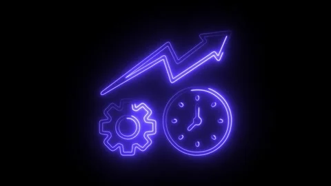 Glowing neon time optimization icon isolated on black background. HD Video .. Stock Footage 304538382
