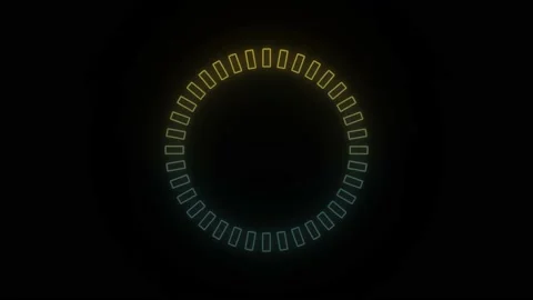 Glowing neon timer icon on black background. Stock Footage 222574239