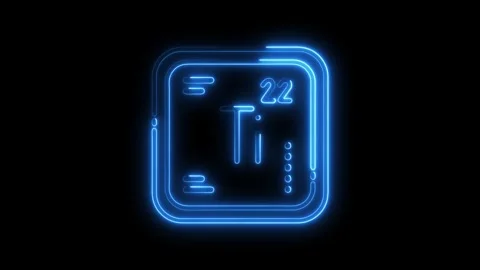 Glowing neon titanium element symbol atomic number 22 on black background Stock Footage 308458598