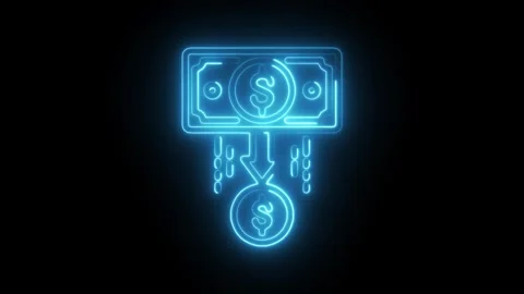 Glowing neon tokenization icon isolated on black background. HD Video motio.. Stock Footage 304111446