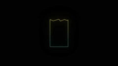 Glowing neon torn leaf icon on black background. Video stock 195936874