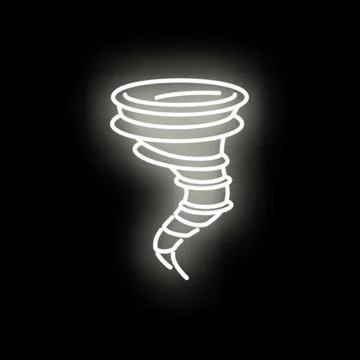 Glowing neon tornado creating weather vortex icon Stock Illustration