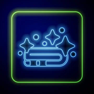 Glowing neon Towel stack icon isolated on blue background. Vector 스톡 일러스트