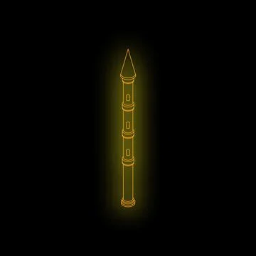Glowing neon tower standing tall on black background Ilustración de archivo