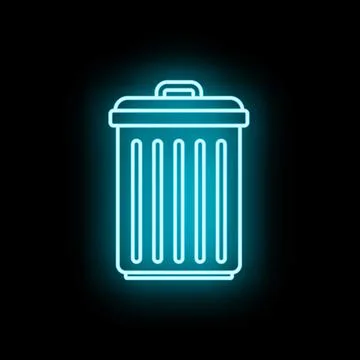 Glowing neon trash can icon symbolizing deletion Stock Illustration