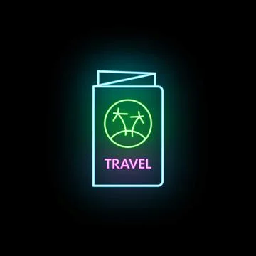 Glowing neon travel guide representing tropical vacation planning Illustrazione stock