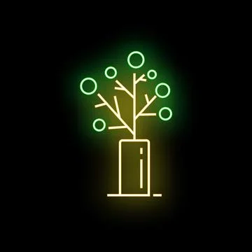 Glowing neon tree icon representing growth and nature Stock Illustration