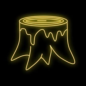 Glowing neon tree stump line art icon 스톡 일러스트