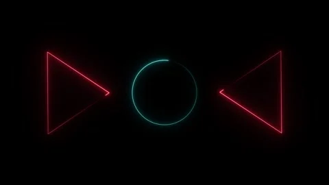 Glowing neon triangle and circle frame animation Stock Footage 332583644