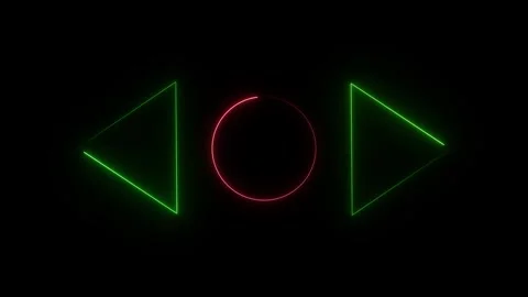 Glowing neon triangle and circle frame animation Stock Footage 332583647
