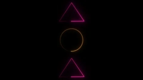 Glowing neon triangle and circle frame animation Stock Footage 332583653