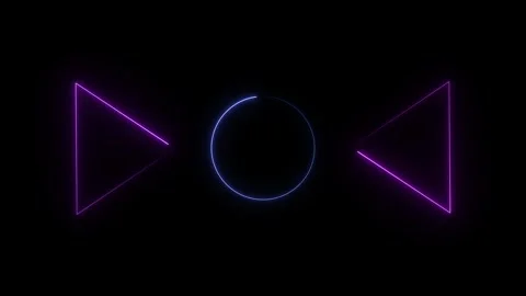 Glowing neon triangle and circle frame animation Stock Footage 332583654