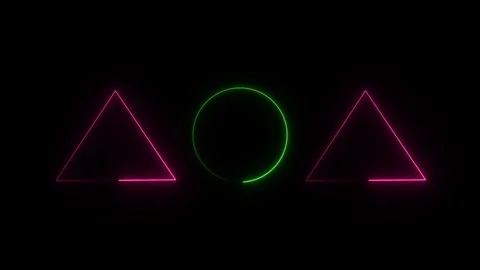 Glowing neon triangle and circle frame animation Stock-Footage 332583657