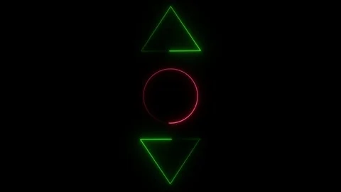 Glowing neon triangle and circle frame animation Stock Footage 332583658