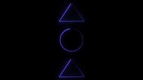 Glowing neon triangle and circle frame animation Stock Footage 332583661