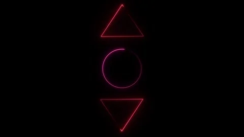 Glowing neon triangle and circle frame animation Stock Footage 332583668