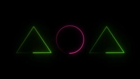 Glowing neon triangle and circle frame animation Stock Footage 332583669
