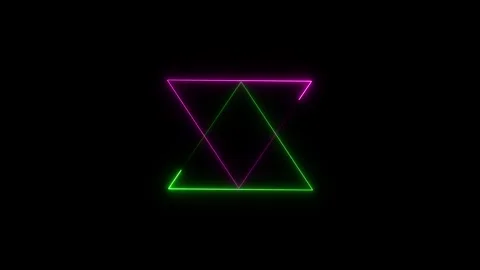 Glowing neon triangle and circle frame animation Stock Footage 332583679