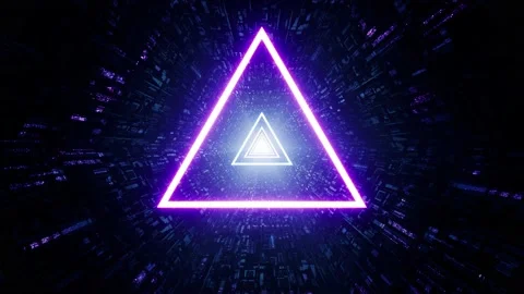 Glowing Neon Triangle Light Sci Fi Tunnel Background Stock Footage 201202221